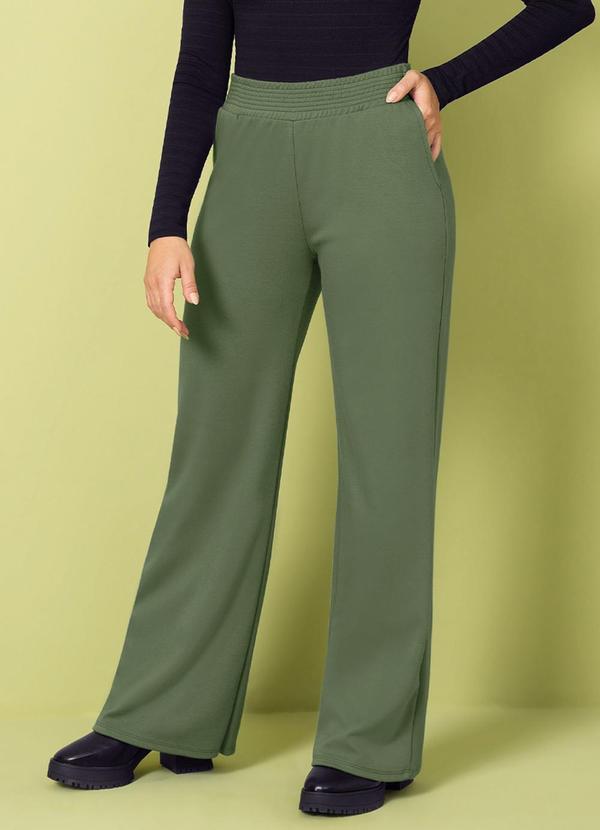 Cativa - Calça Feminina Corte Reto em Moletom Verde