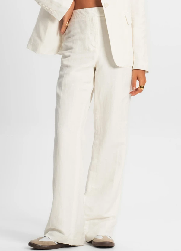 Endless - Calça Feminina de Alfaiataria Branco