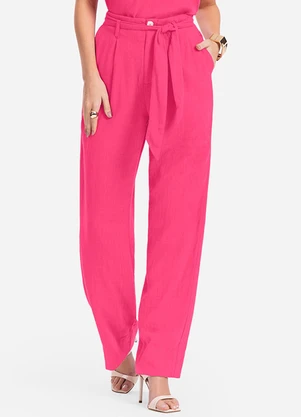 Endless - Calça Feminina em Linho Rosa - ENDLESS