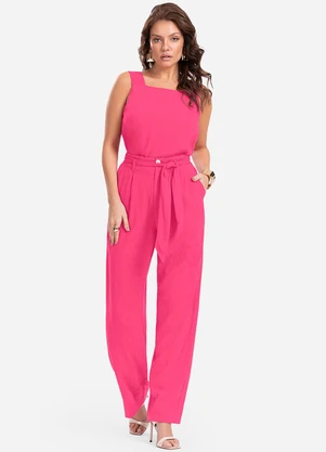 Endless - Calça Feminina em Linho Rosa - ENDLESS