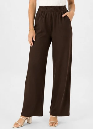 Infinita Cor - Calça Feminina em Moletom Peluciado Marrom - INFINITA COR