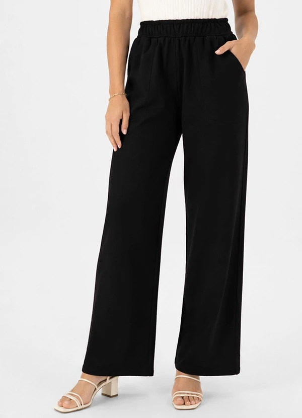 Infinita Cor - Calça Feminina em Moletom Peluciado Preto