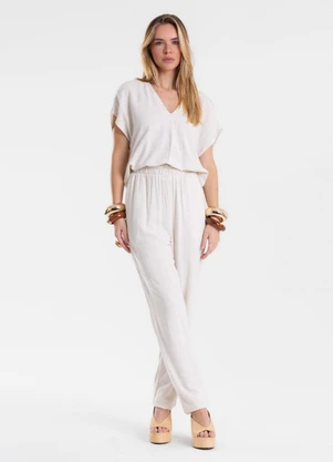 Endless - Calça Feminina Linho Strong Clochard Bege - ENDLESS