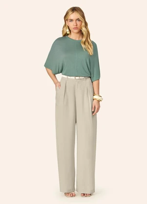 Endless - Calça Feminina Pantalona Alfaiataria Bege - ENDLESS