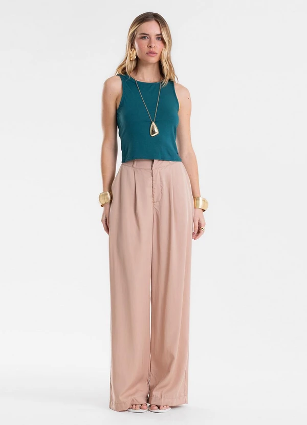 Endless - Calça Feminina Pantalona Alfaiataria Marrom