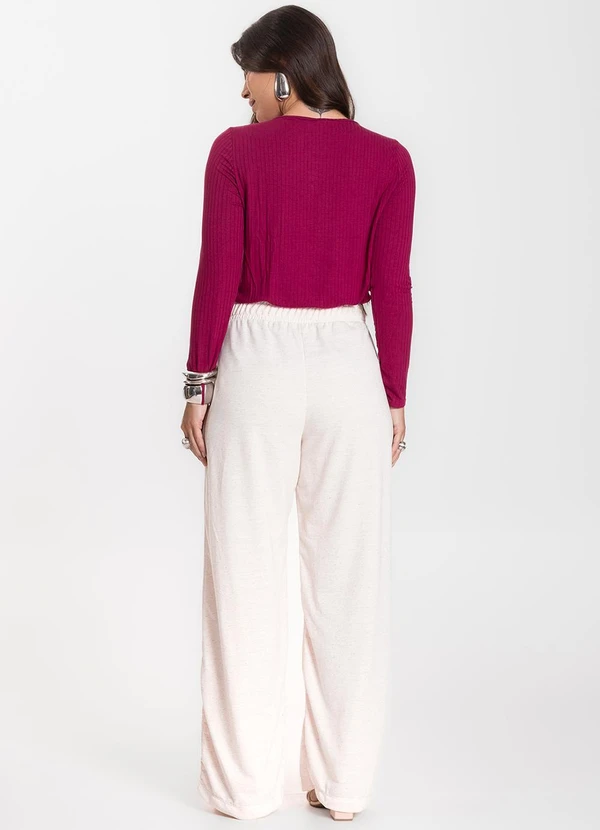 Infinita Cor - Calça Feminina Pantalona Bege 4