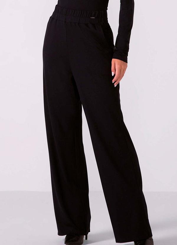 Marialícia - Calça Feminina Pantalona com Bolso Preto
