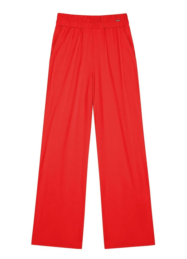 Marialícia - Calça Feminina Pantalona com Bolso Vermelho 3