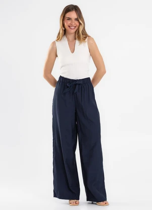 Endless - Calça Feminina Pantalona em Alfaiataria Azul - ENDLESS