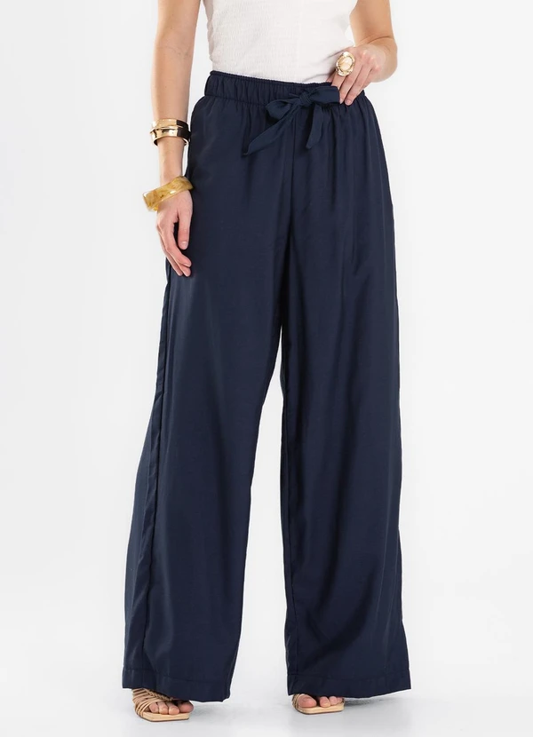 Endless - Calça Feminina Pantalona em Alfaiataria Azul