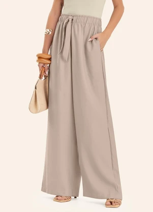 Endless - Calça Feminina Pantalona em Alfaiataria Bege - ENDLESS