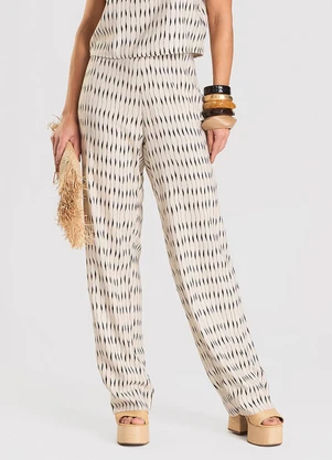 Dianna - Calça Feminina Pantalona em Linho Bege - DIANNA