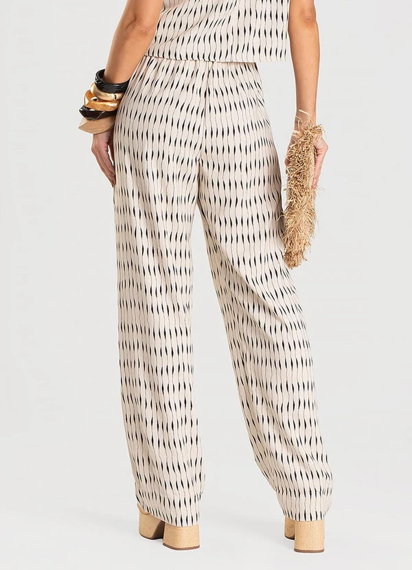 Dianna - Calça Feminina Pantalona em Linho Bege 2