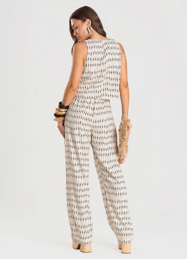 Dianna - Calça Feminina Pantalona em Linho Bege 4