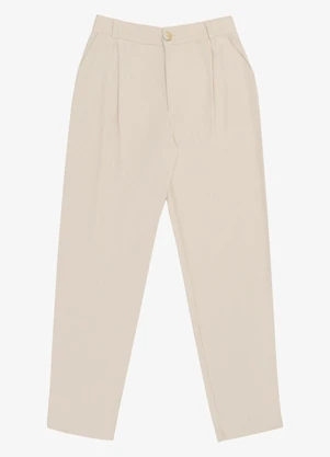 Endless - Calça Feminina Pantalona em Linho Bege - ENDLESS