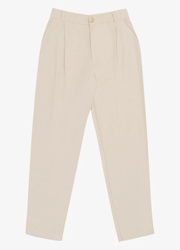Endless - Calça Feminina Pantalona em Linho Bege
