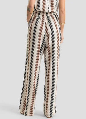 Dianna - Calça Feminina Pantalona em Linho Marrom - DIANNA
