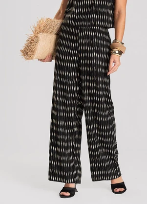 Dianna - Calça Feminina Pantalona em Linho Preto - DIANNA