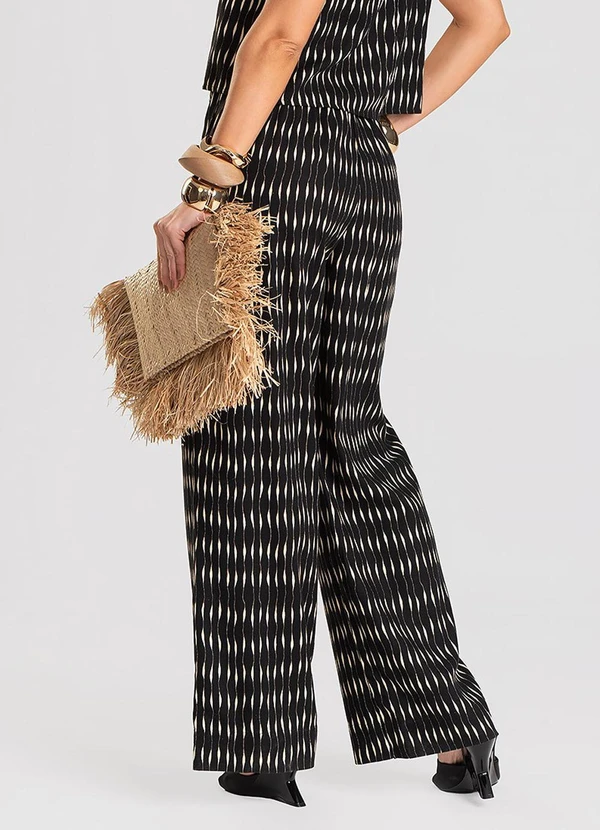 Dianna - Calça Feminina Pantalona em Linho Preto 2