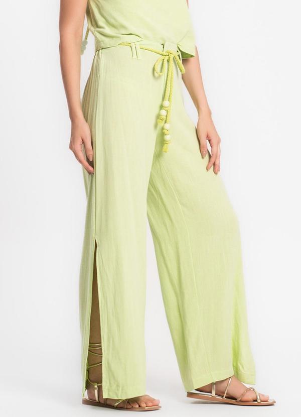 Endless - Calça Feminina Pantalona em Linho Strong Verde