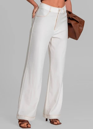 Dianna - Calça Feminina Pantalona em Molicottom Bege - DIANNA