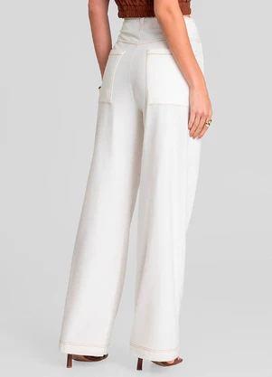 Dianna - Calça Feminina Pantalona em Molicottom Bege - DIANNA
