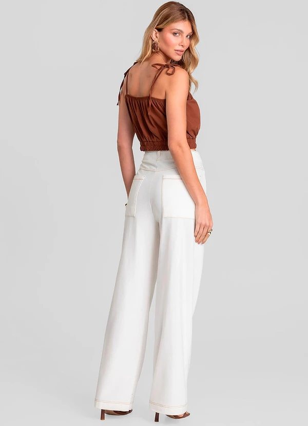 Dianna - Calça Feminina Pantalona em Molicottom Bege 4