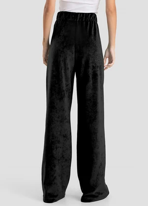 Dianna - Calça Feminina Pantalona em Plush Preto - DIANNA