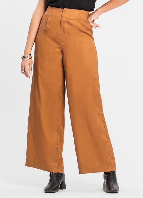 Endless - Calça Feminina Pantalona em Sarja Marrom