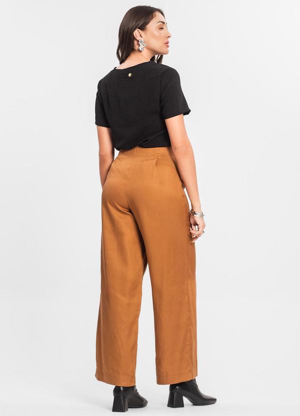 Endless - Calça Feminina Pantalona em Sarja Marrom 3