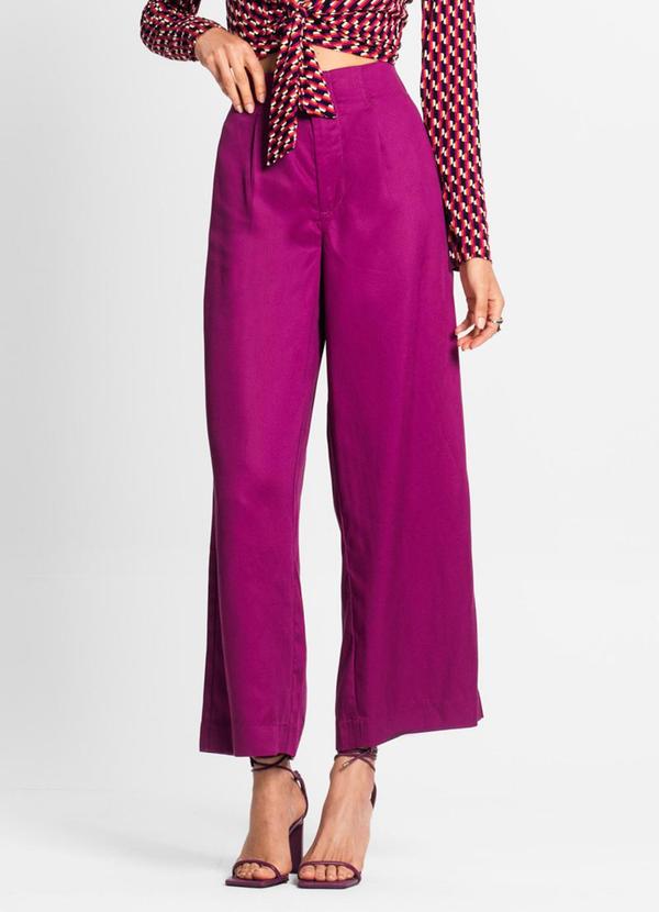 Endless - Calça Feminina Pantalona em Sarja Roxo