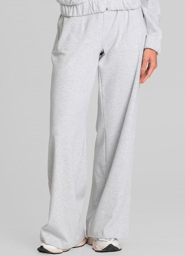 Dianna - Calça Feminina Pantalona em Sudine Cinza
