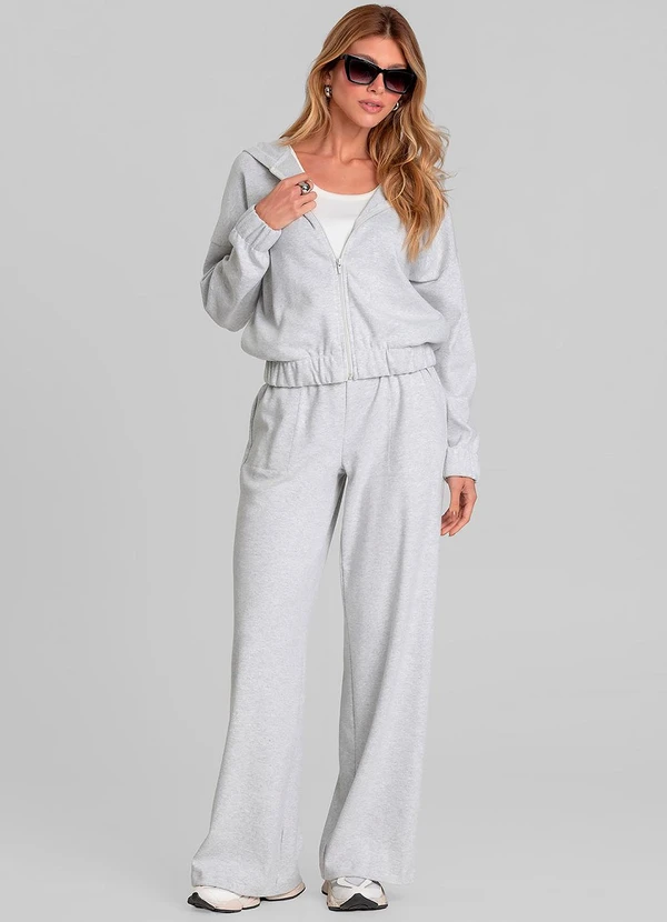 Dianna - Calça Feminina Pantalona em Sudine Cinza 3