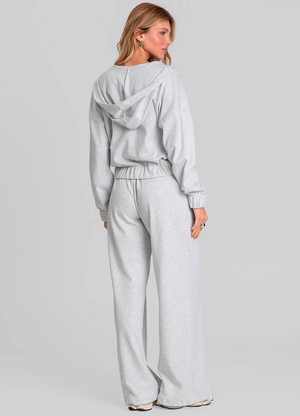 Dianna - Calça Feminina Pantalona em Sudine Cinza 4