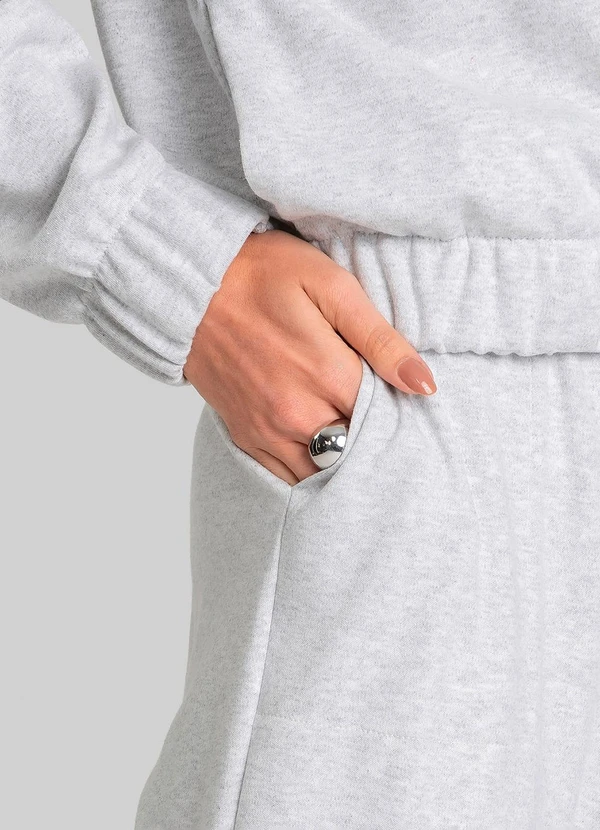 Dianna - Calça Feminina Pantalona em Sudine Cinza 5