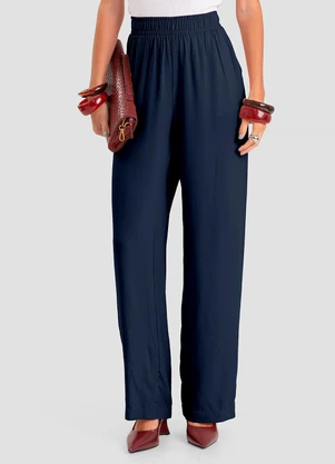 Dianna - Calça Feminina Pantalona em Tecido Azul - DIANNA