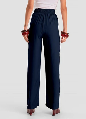 Dianna - Calça Feminina Pantalona em Tecido Azul - DIANNA
