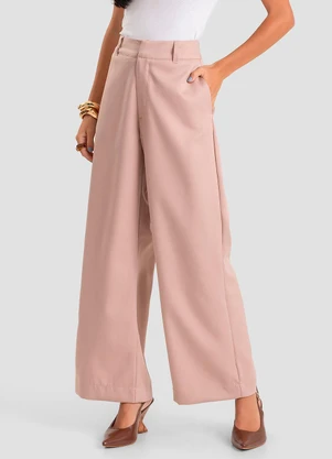 Dianna - Calça Feminina Pantalona em Tecido Bege - DIANNA