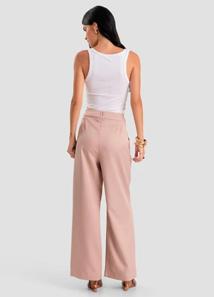 Dianna - Calça Feminina Pantalona em Tecido Bege - DIANNA