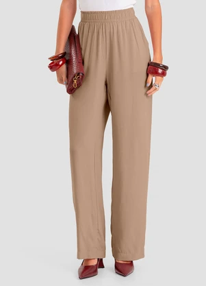 Dianna - Calça Feminina Pantalona em Tecido Marrom - DIANNA
