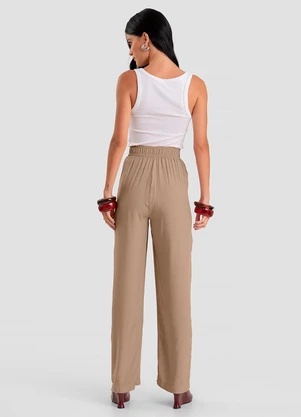 Dianna - Calça Feminina Pantalona em Tecido Marrom - DIANNA