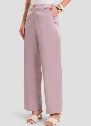 Dianna - Calça Feminina Pantalona em Tecido Plano Cinza - DIANNA