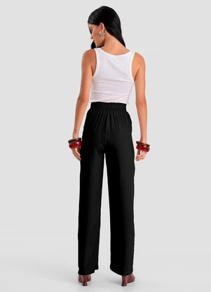 Dianna - Calça Feminina Pantalona em Tecido Preto - DIANNA