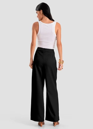 Dianna - Calça Feminina Pantalona em Tecido Preto - DIANNA