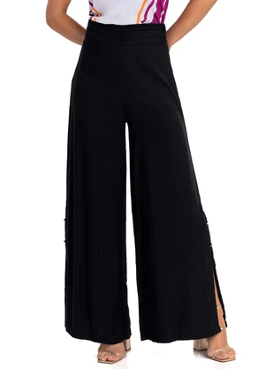 Endless - Calça Feminina Pantalona em Viscose Preto - ENDLESS