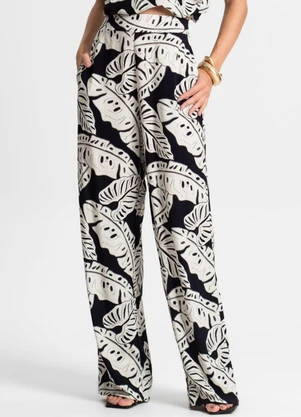 Endless - Calça Feminina Pantalona Estampada Preto - ENDLESS