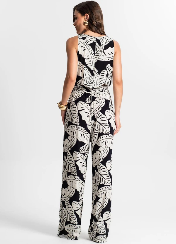 Endless - Calça Feminina Pantalona Estampada Preto 4