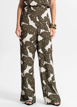 Endless - Calça Feminina Pantalona Estampada Verde - ENDLESS