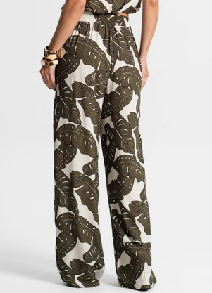 Endless - Calça Feminina Pantalona Estampada Verde - ENDLESS