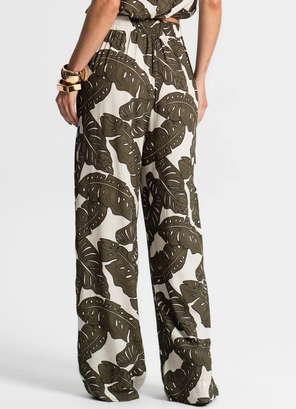 Endless - Calça Feminina Pantalona Estampada Verde 2